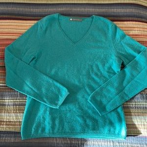 Women’s In Cashmere C-neck sweater, heathered aqua size large